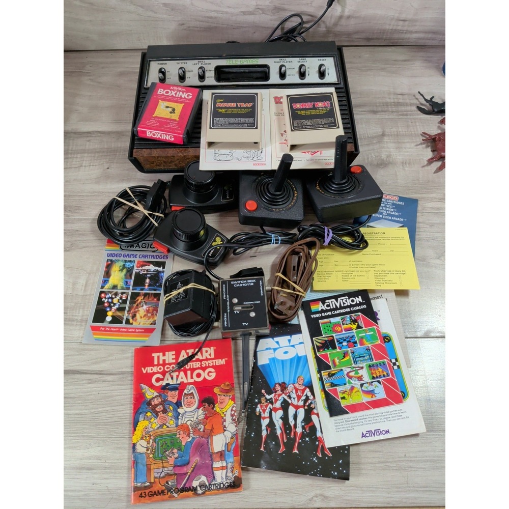 Atari Sears Tele-Games Video Arcade 2600 Console Lot w/ Controllers w / games